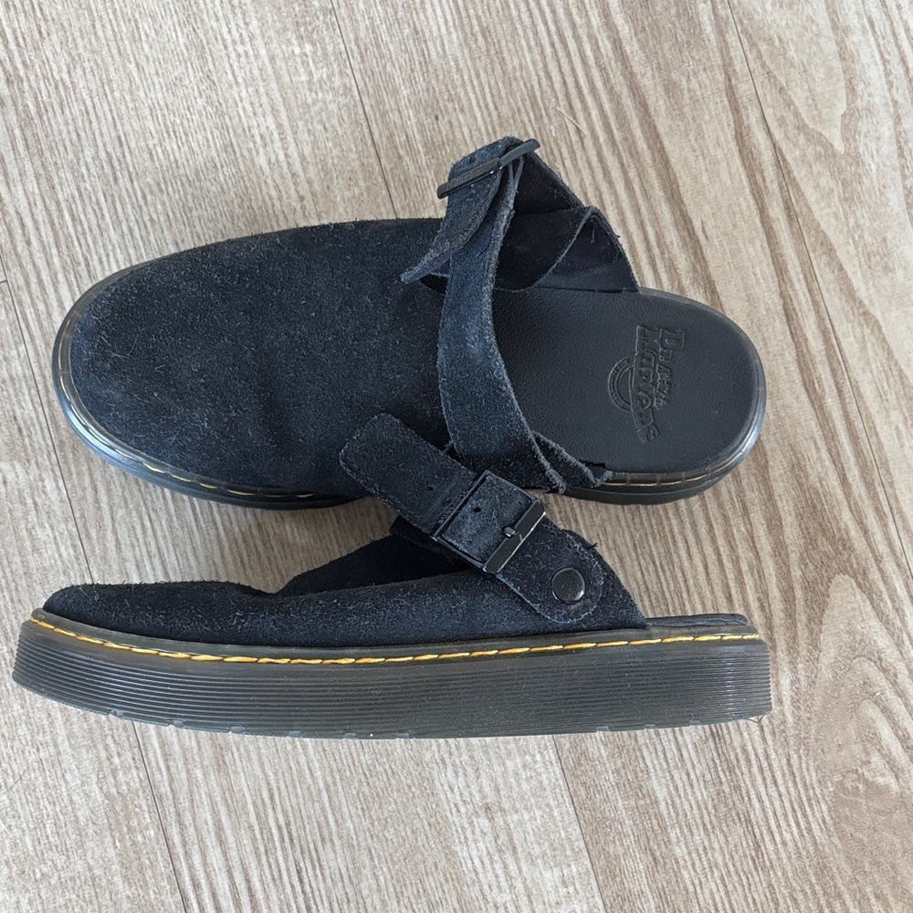Dr. Martens suede zebzag slip on mules